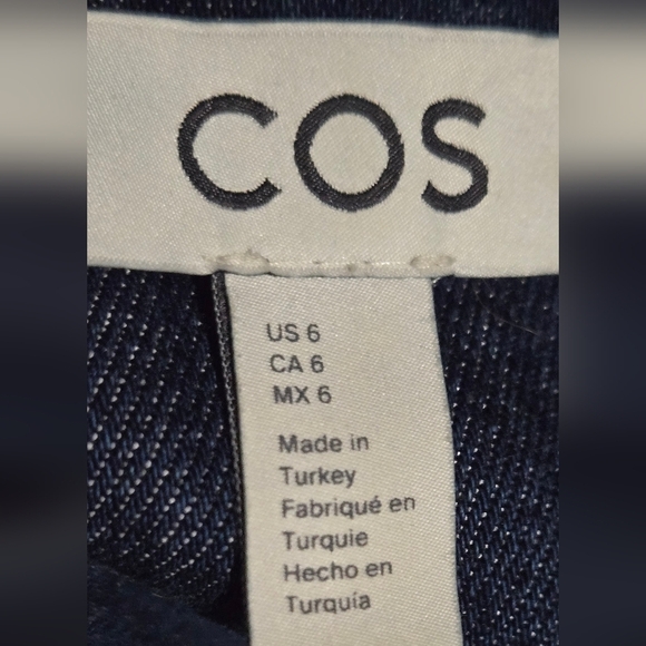 COS Denim Utility Dark Wash Cargo Front Pockets Luxury Durable Dress Size 6 - Picture 16 of 16